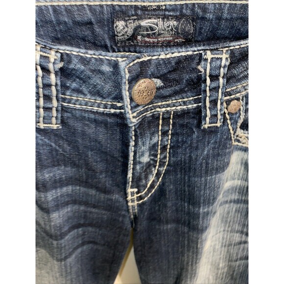 Silver Suki Women’s Bootcut Flare Jeans Sz 28x32 Blue Embroidered Western - Picture 3 of 12